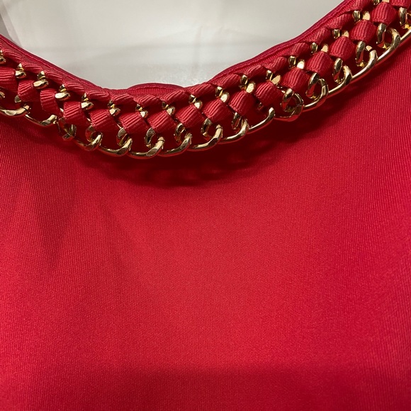 Jessica Simpson Knee Length Size 8 Pink Dress With Gold Chain With Pockets - Picture 2 of 10